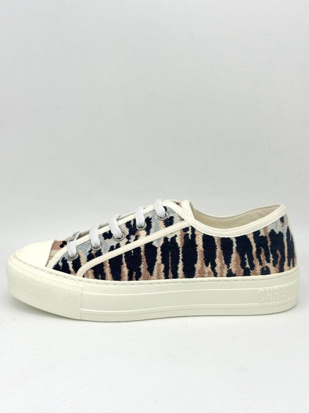 DIOR WALK'N Embroidered Tie Cotton Flat Lace Up Low Top Sneakers Shoes